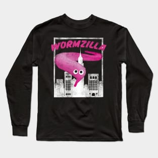 Pink Worm On A String Meme Wormzilla Retro Japanese Style Long Sleeve T-Shirt